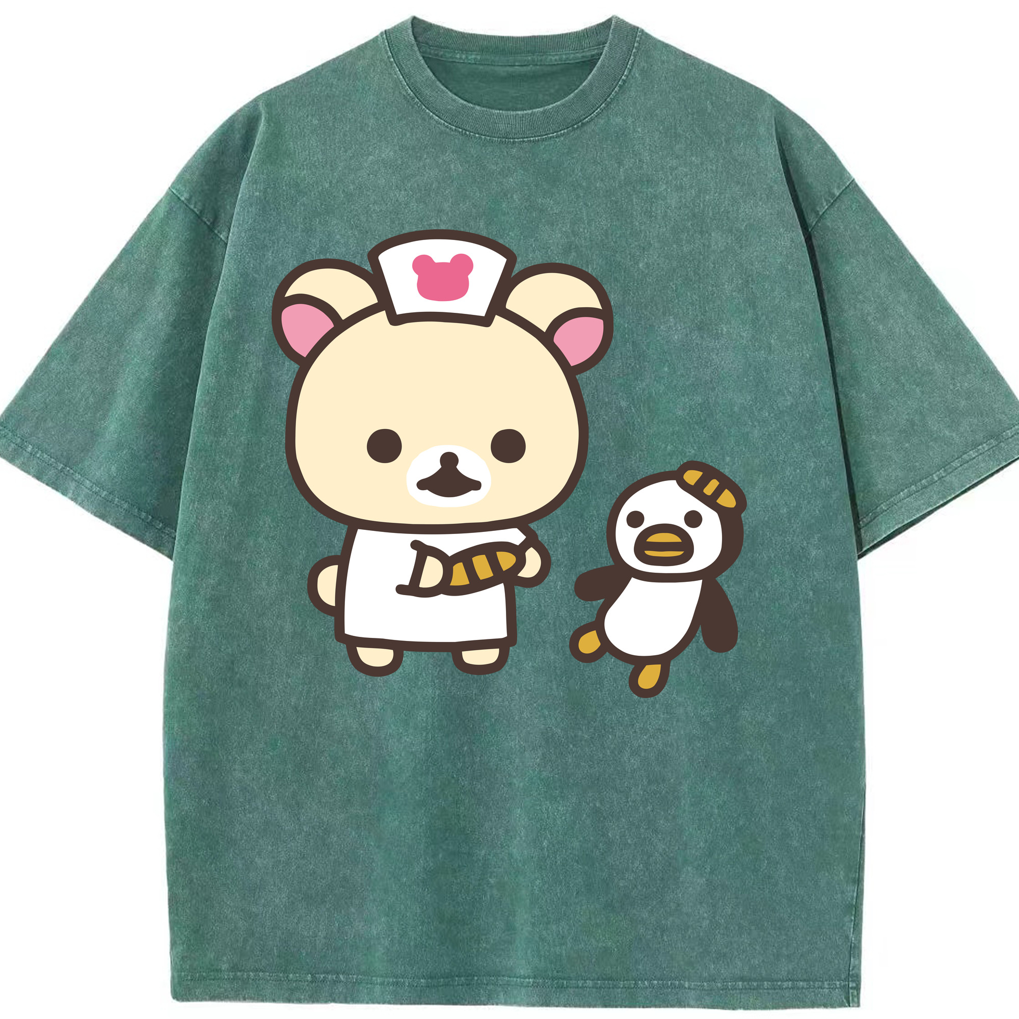 （画像用） リラックマ リラックマ キイロイトリ Rilakkuma Korilakkuma Kiiroitori 綿100% ヴィンテージ風 半袖Tシャツ（フロントプリント）